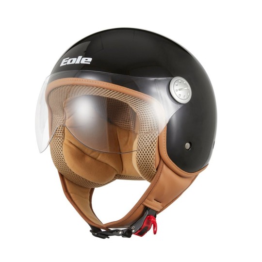 Casque EOLE Jet Road noir intérieur marron