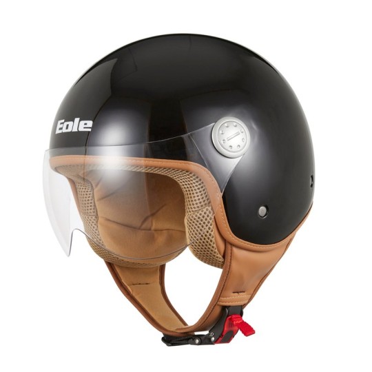 Casque EOLE Jet Road noir intérieur marron