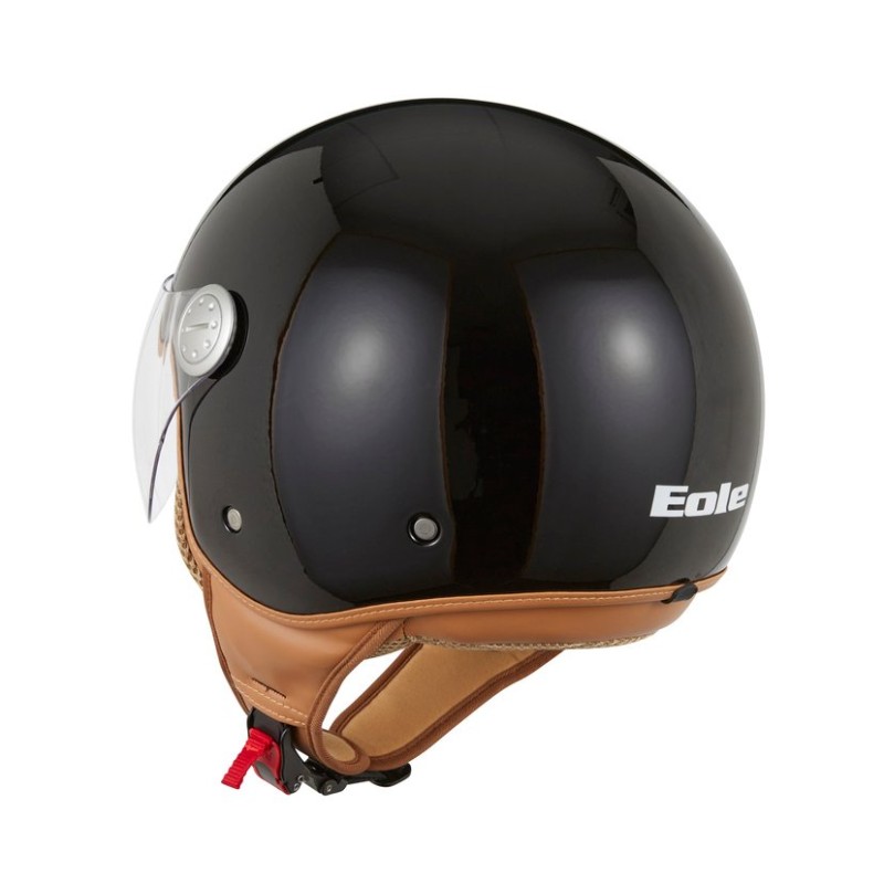 Casque EOLE Jet Road noir intérieur marron