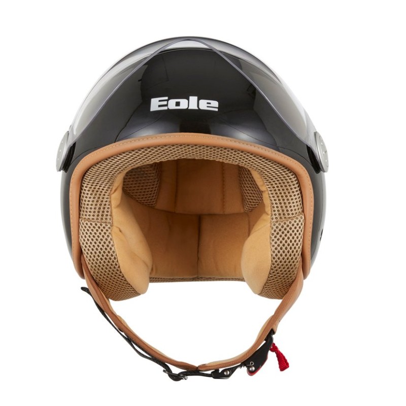 Casque EOLE Jet Road noir intérieur marron