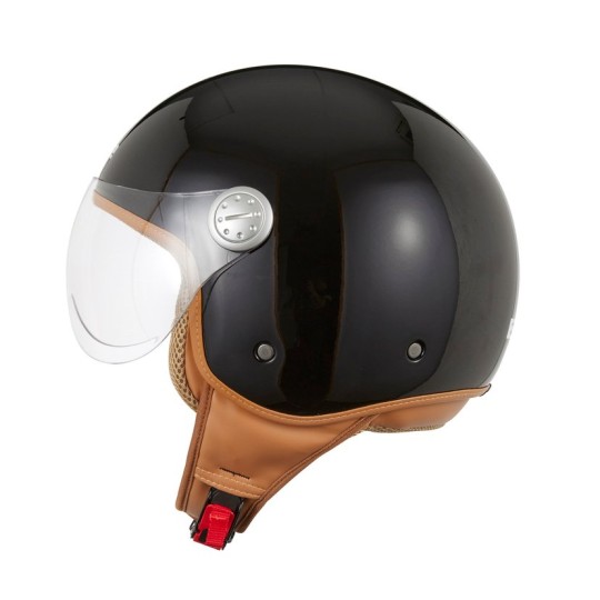 Casque EOLE Jet Road noir intérieur marron