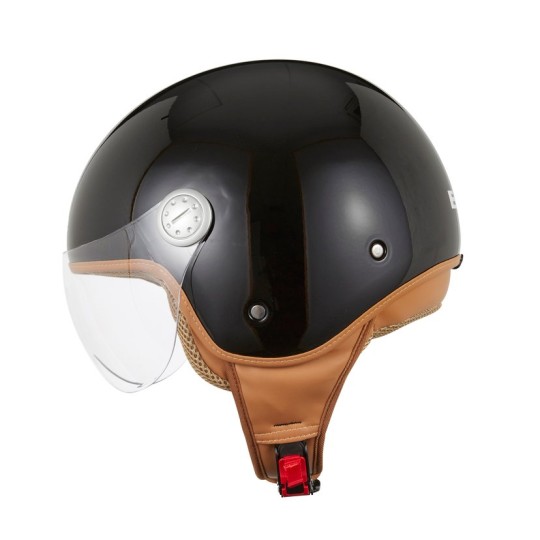 Casque EOLE Jet Road noir intérieur marron