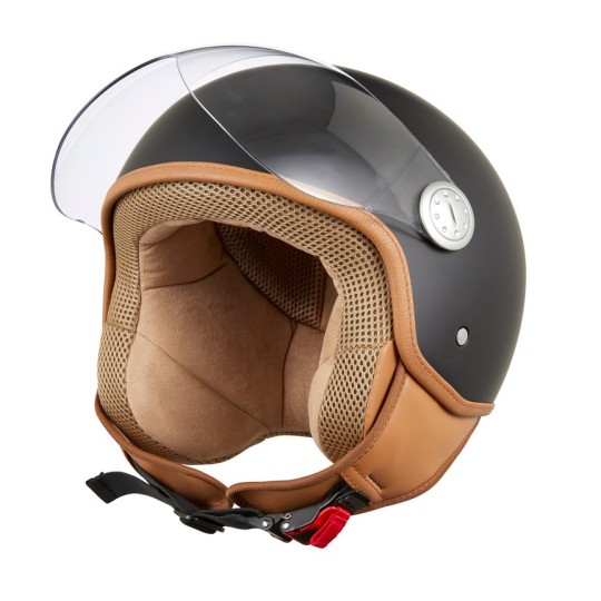 Casque EOLE Jet Road noir intérieur marron