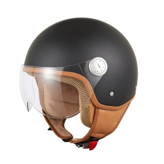 Casque EOLE Jet Road noir intérieur marron