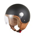 Casque EOLE Jet Road noir intérieur marron