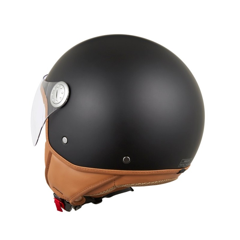 Casque EOLE Jet Road noir intérieur marron