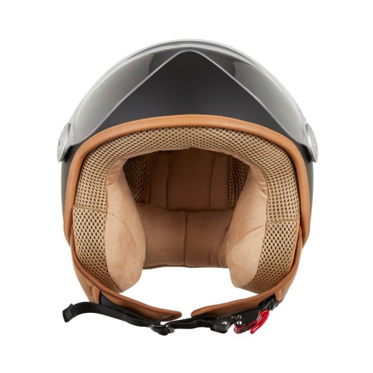 Casque EOLE Jet Road noir intérieur marron