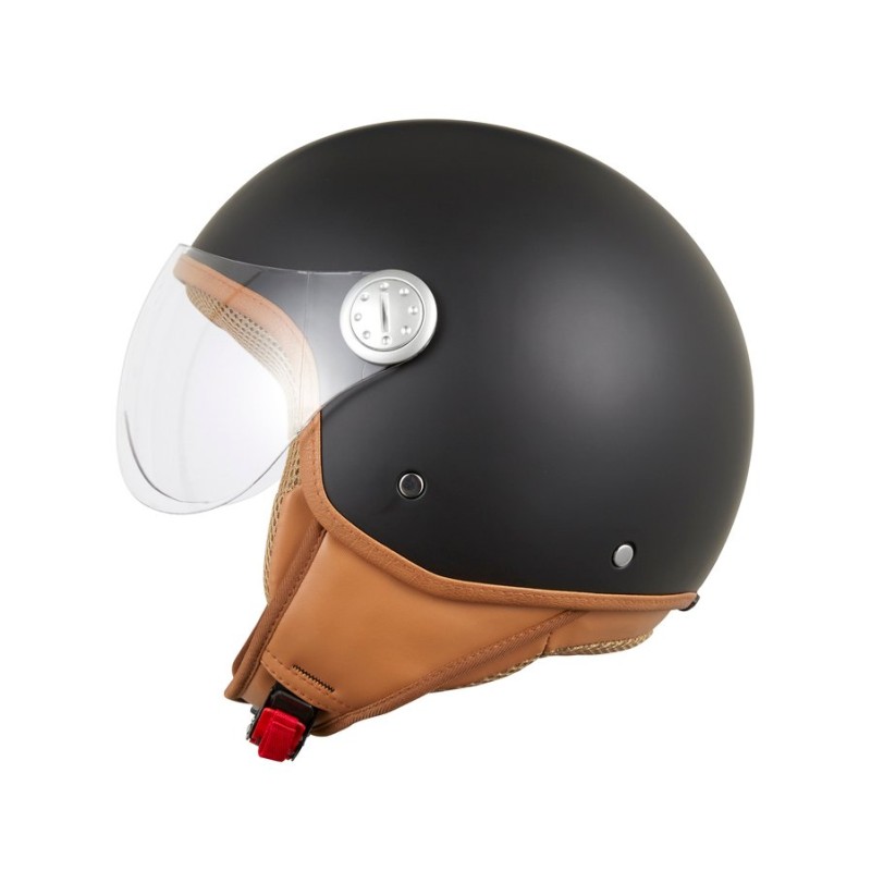 Casque EOLE Jet Road noir intérieur marron