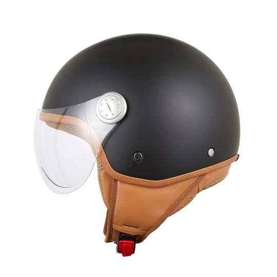 Casque EOLE Jet Road noir intérieur marron