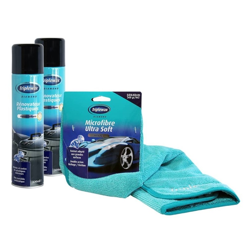 Lot de 2 Rénovateurs Plastiques + 1 Microfibre Ultra Soft